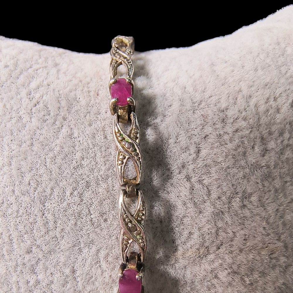Ruby Slender Infinity Tennis Bracelet in Sterling Silver - Picture 7 of 11